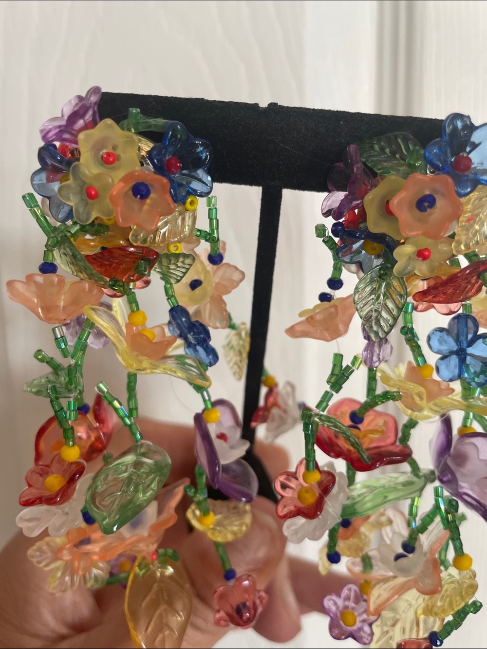Colorful Floral Beaded Dangle Earrings - Multicolor - Picture 6 of 7